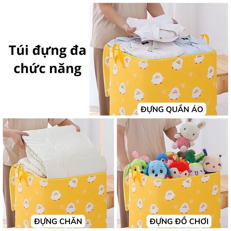 Sỉ 19k-Túi Đựng Quần Áo, Chăn Ga, Thú Bông Cỡ Lớn Có Khóa Kéo 100L
