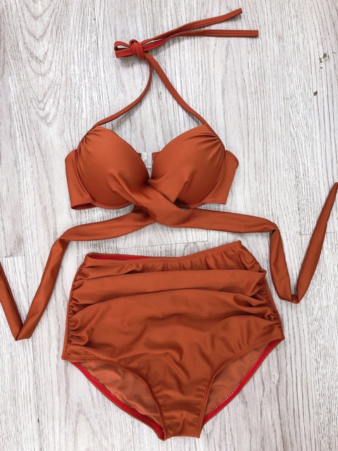 Bikini đi biển cam đất siêu sáng da- đồ bơi nữ sexy tôn dáng