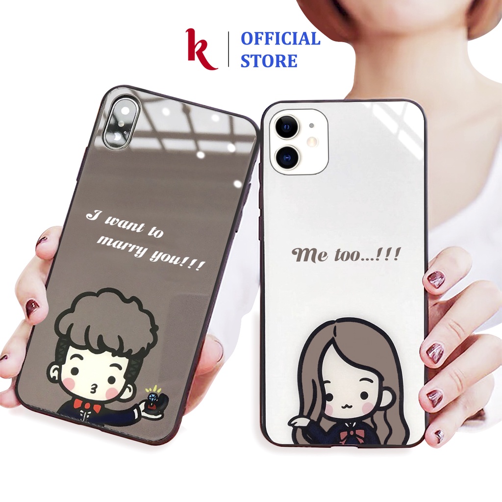 Ốp lưng iphone kính cặp đôi yêu trong sáng case 14plus 14 pro max 13 12 promax 11 mini 6 6s 7 8 plus x xr xs Se