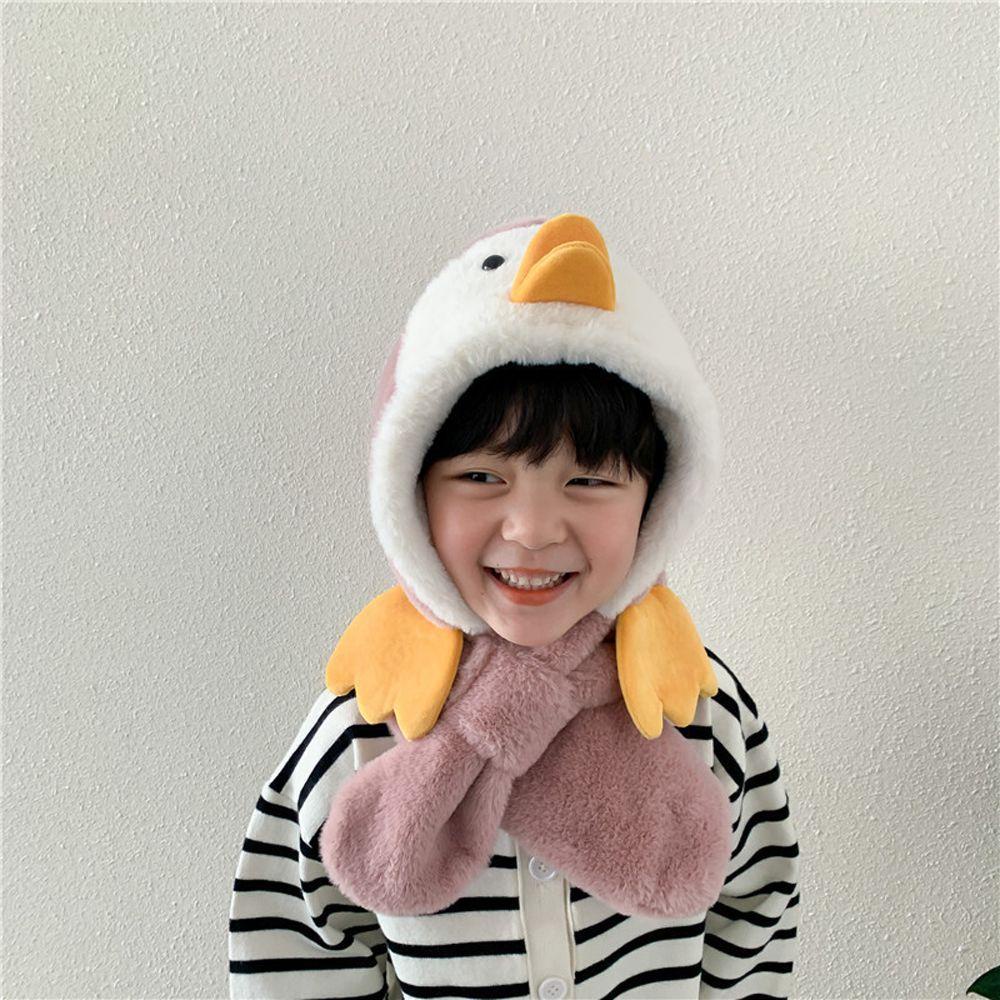 Fisher1 Mũ Lưỡi Trai Hình Chim Cánh Cụt Bằng Lông Nhung Màu Trơn Kèm Khăn Choàng Thời Trang Hàn Quốc Độ