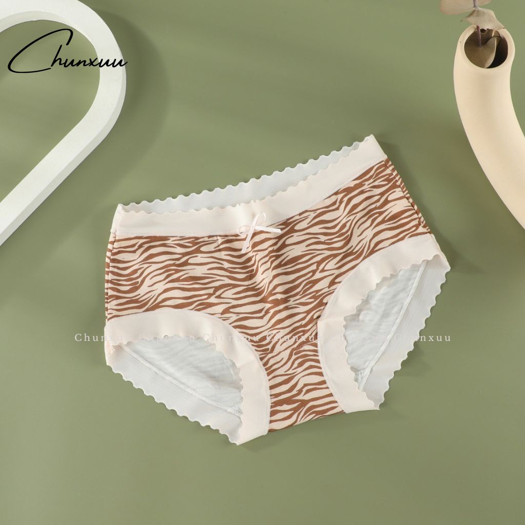 Quần lót nữ Cotton cao cấp CHUNXUU phối viền ren họa tiết da báo quyến rũ - QC87