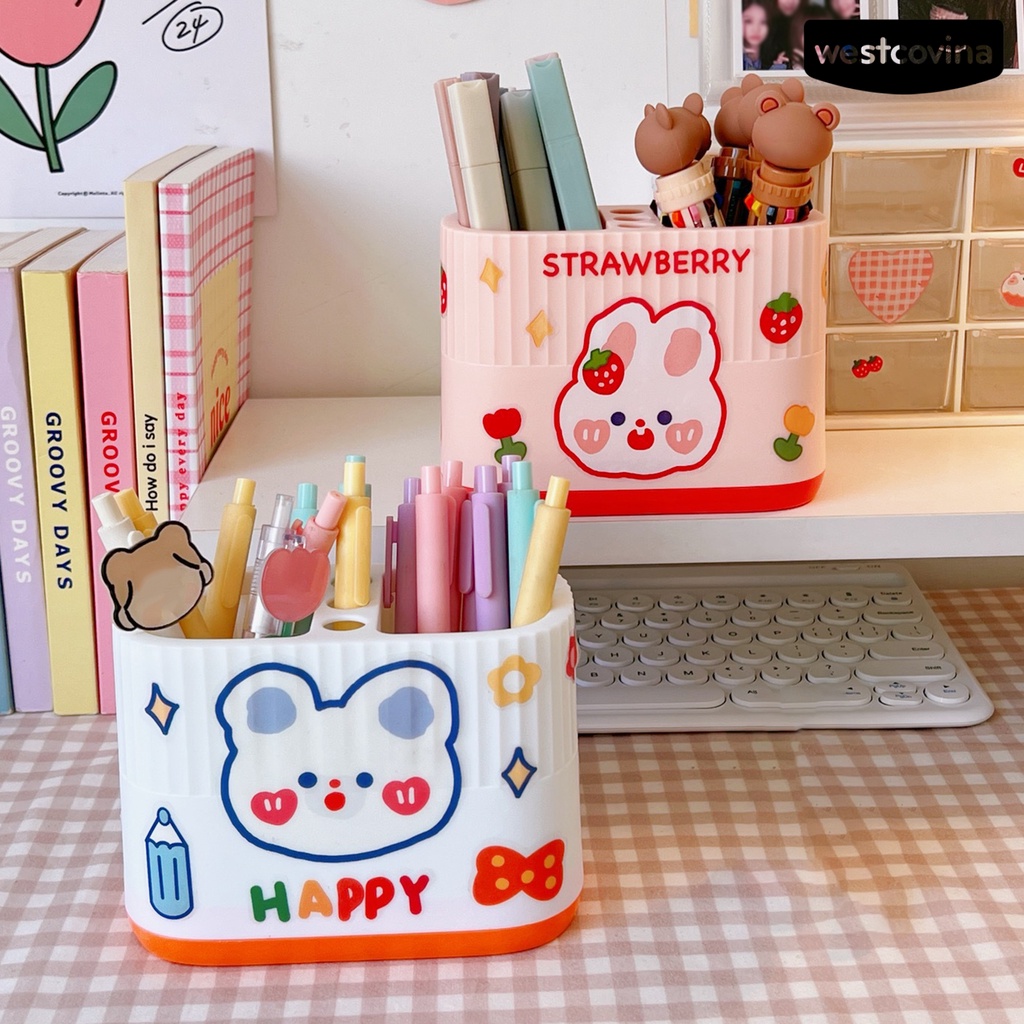 [Hot]✍Giá Đỡ Bút Bằng Nhựa Cỡ Lớn Họa Tiết Hoạt Hình Dễ Thương Cho Bé