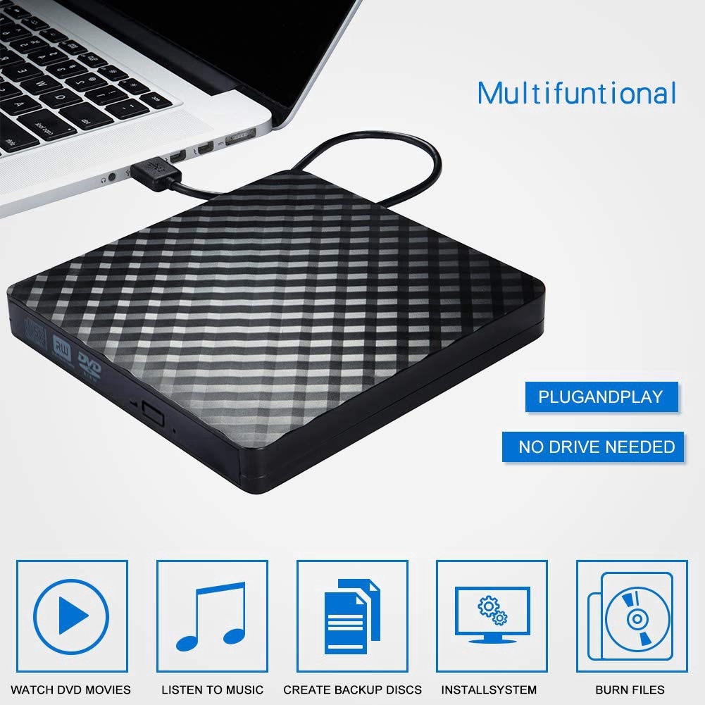Đầu đọc và ghi đĩa CD DVD-RW kết nối USB 3.0 gắn ngoài dành cho máy tính xách tay Windows/OS | BigBuy360 - bigbuy360.vn