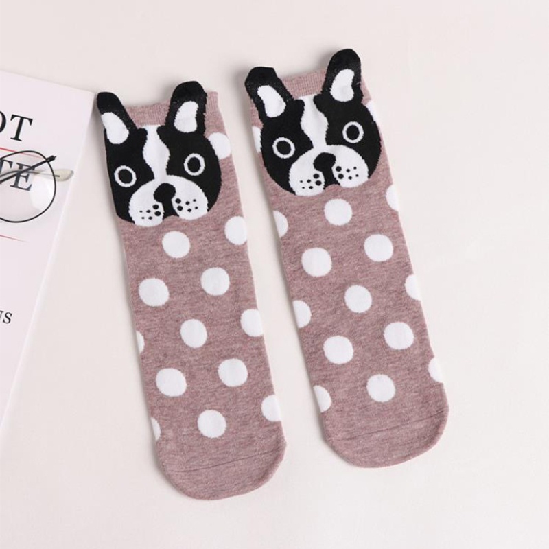 Vớ Cotton Thoáng Khí In Họa Tiết Chú Chó Hoạt Hình 3D Phong Cách Harajuku Cho Nam Và Nữ