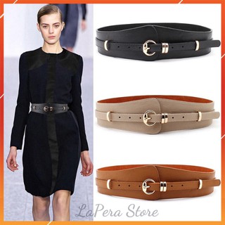 Thắt Lưng Da PU Nữ Bản To - Dây Nịt Nữ Màu Trơn Khóa Kim Loại Phong Cách Hợp Thời Trang