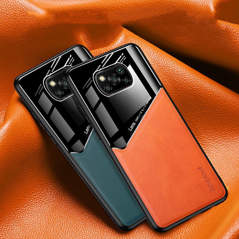 Ốp Điện Thoại PC Cứng Phối Da Viền TPU Mềm Mặt Kính Từ Tính Chất Lượng Cao Cho Xiaomi Poco X3 NFC Pro Pocophone X2 F2 Pro