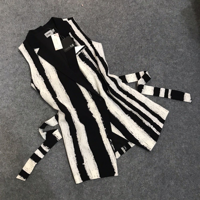 Áo vest kẻ sát nách không tay, áo blazer