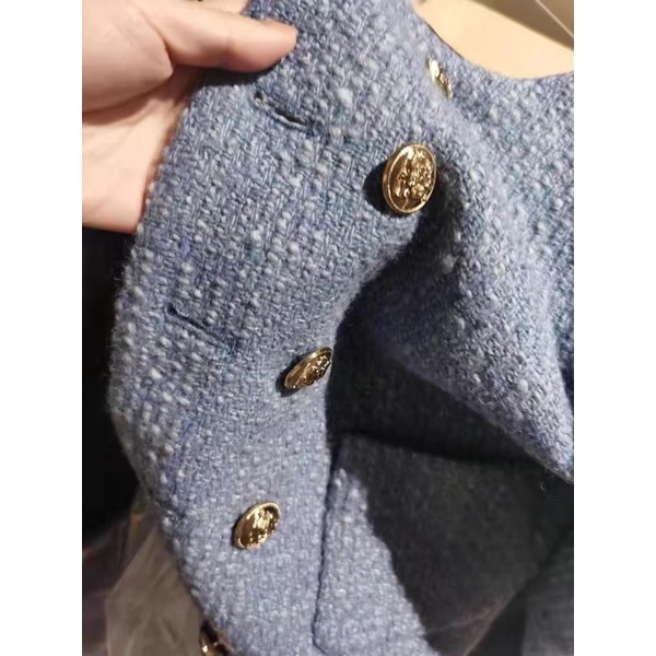 ÁO KHOÁC DẠ TWEED XANH DƯƠNG