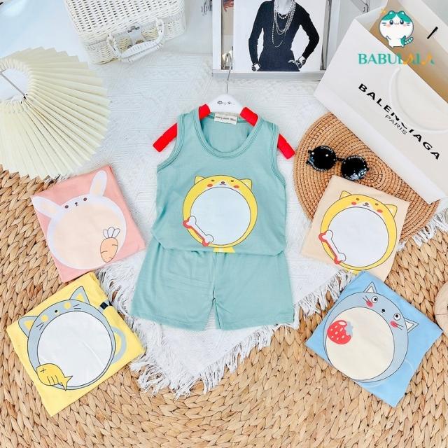 Đồ Bộ Bé Trai Bé Gái Ba Lỗ Minky Mom Chính Hãng Vải Thun Lạnh 0 1 2 3 4 5 6 Tuổi-Quần Áo Trẻ Em Sát Nách-BABULALA BL05