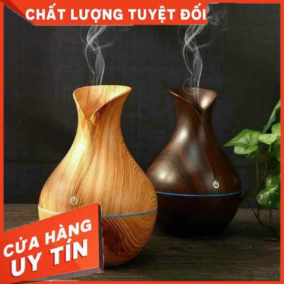 Máy xông tinh dầu vân gỗ tròn hình lọ hoa phun sương đuổi muỗi trong phòng ngủ lọc không khí giúp thư thái ngủ ngon