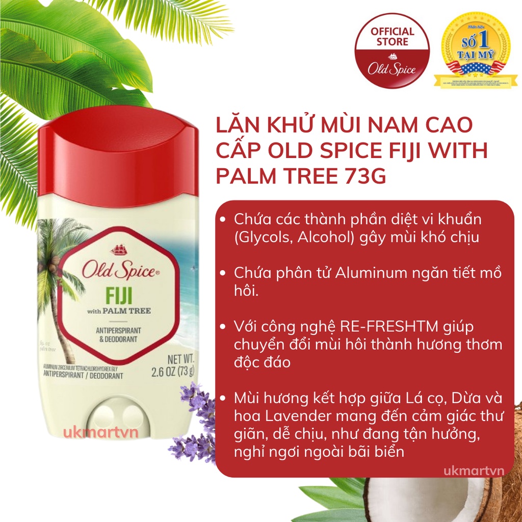 Sáp Khử Mùi Old Spice Ngăn Tiết Mồ Hôi Nhiều Mùi Hương Bearglove I Wolfthorn I Timber I Fiji 73g