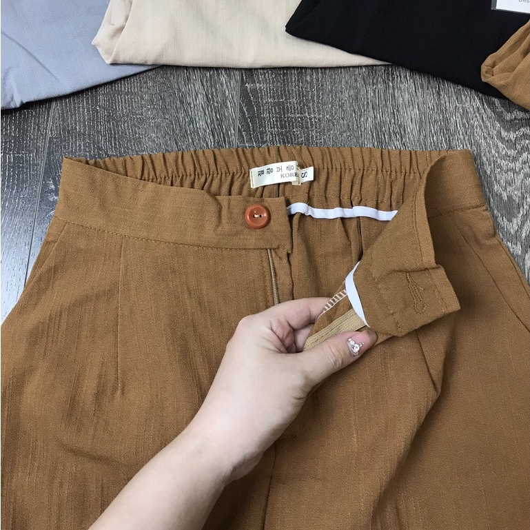 Quần đũi nữ cạp chun sau Homieyl cao cấp lưng cao, quần baggy nữ cạp cao màu đen đi học đi làm đi chơi