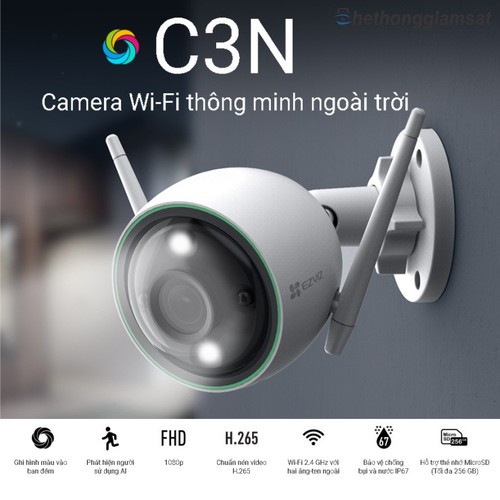 [Hàng Chính Hãng] Camera IP Ngoài trời  EZVIZ CS-C3N  2MP 1080P Có Màu Ban Đêm, Hỗ Trợ 50% phí lắp đặt nội thành Hà Nội