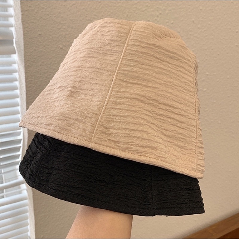 Mũ bucket vải xô nhăn mềm nhẹ phong cách Hàn Quốc( FH6)