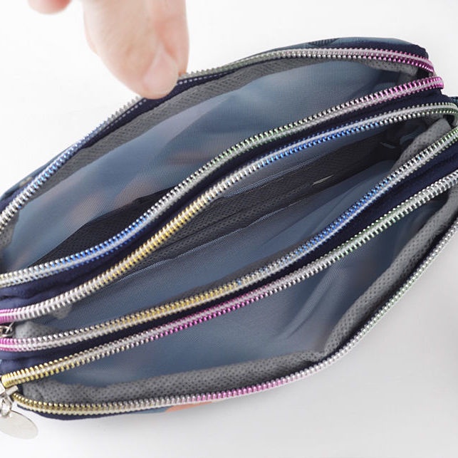 Túi vải cầm tay có khóa kéo in họa tiết dễ thương tiện lợi