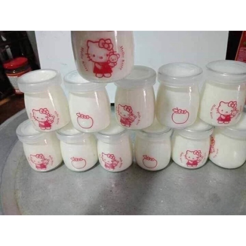 Set 12 hũ thuỷ tinh làm sữa chua dung tích 100ml in hình ngẫu nhiên | BigBuy360 - bigbuy360.vn