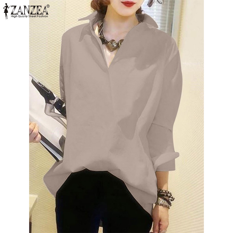 Áo kiểu ZANZEA tay dài cổ bẻ cài nút thời trang dành cho nữ