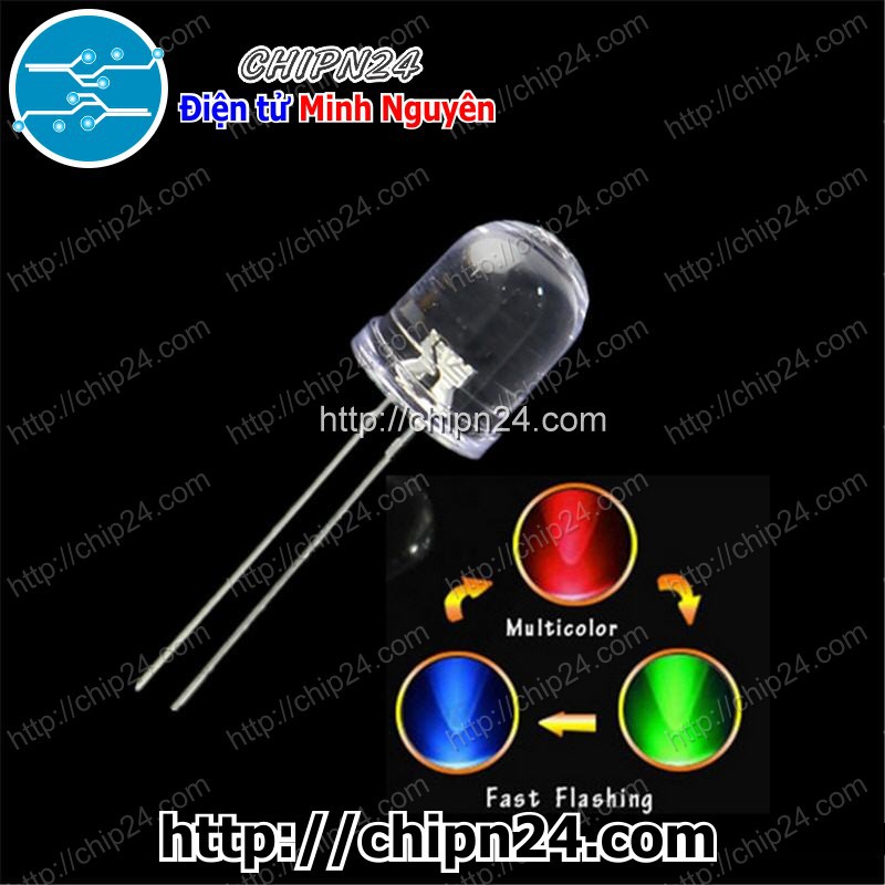 [5 CON] (TK1) Led 10mm Trong 7 MÀU RGB 2 chân