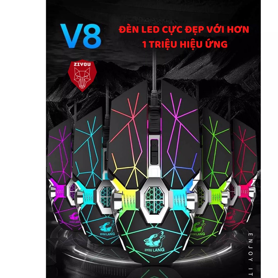 ⚡️FREESHIP⚡️Chuột Gaming Máy Tính ZIYOU LANG V8, LED RGB Đổi Màu Siêu Đẹp Kết Nối Máy Tính Laptop PC Qua Cổng USB