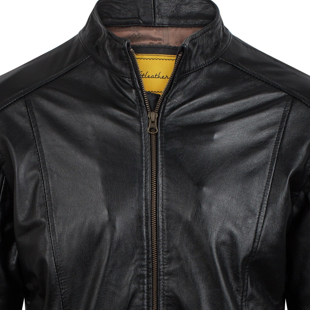 Áo da nam Ftt Leather Racer Jacket gân dọc 100% da bò cao cấp mã AD203B