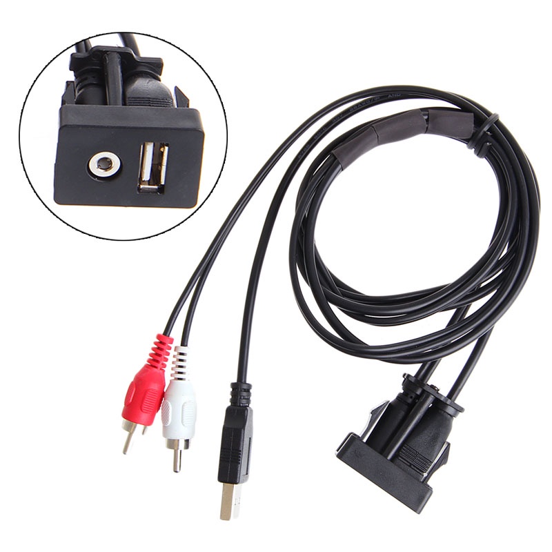 1m Dây Cáp Chuyển Đổi Cổng USB 2 RCA Sang 3 5mm AUX 1 8 Jack Cho Máy Nghe Nhạc MP3 Xe Hơi / Tàu Thuyền