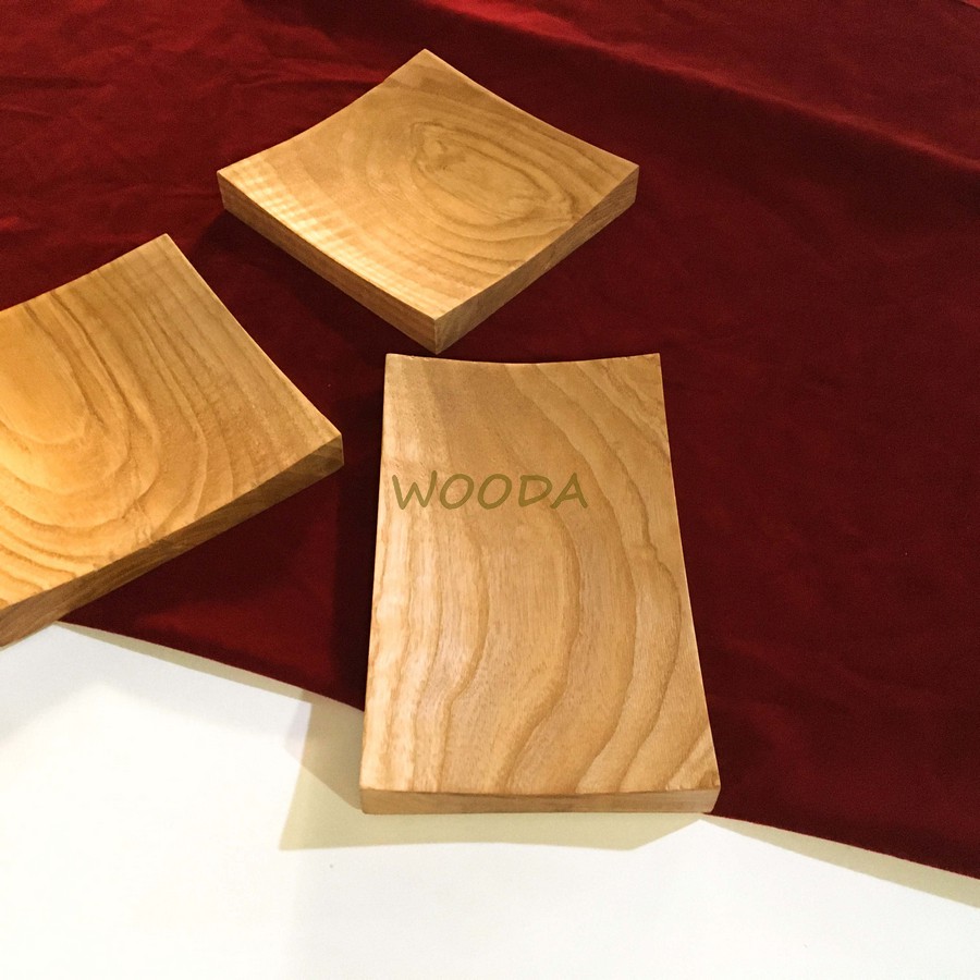 Khay gỗ vuông cao cấp  lòng cong 16x16cm - đĩa gỗ đựng thực phẩm và vật dụng