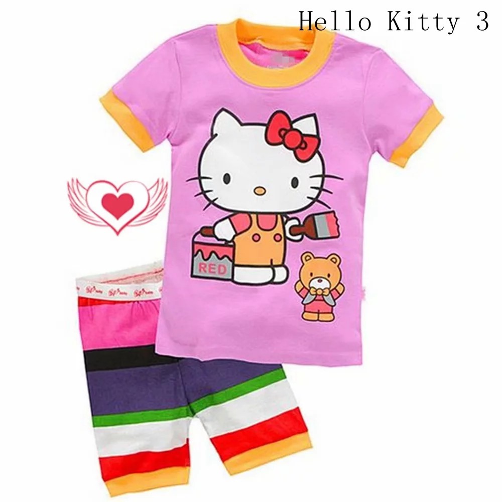 Set đồ ngủ áo thun in hình Hello Kitty kèm quần cho bé