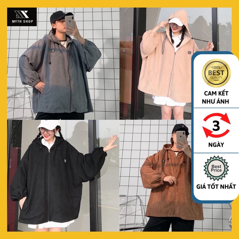 Áo Khoác Jacket Nhung Nữ Thêu COW Form Rộng Dây Kéo Ulzzang