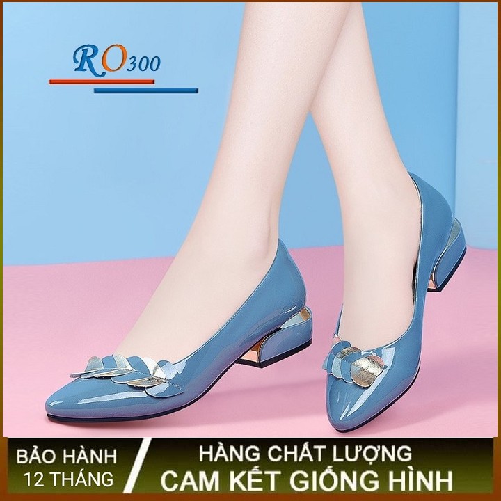 Giày búp bê nữ cao gót 2p hàng hiệu rosata đẹp hai màu đen xanh ro300