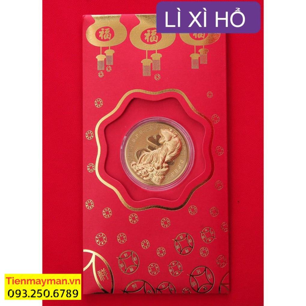 Lì Xì Thần Tài, Hình Mèo Vàng Mạ Vàng 24K - Bao Lì Xì May Mắn Rước Tài Lộc