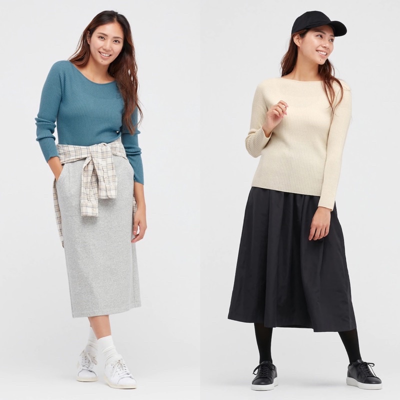 Áo len tăm nữ cổ thuyền dòng Knit 3D dễ thương của Uniqlo