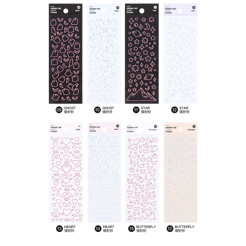 Sticker dán PVC màu laser trang trí album ảnh DIY xinh xắn