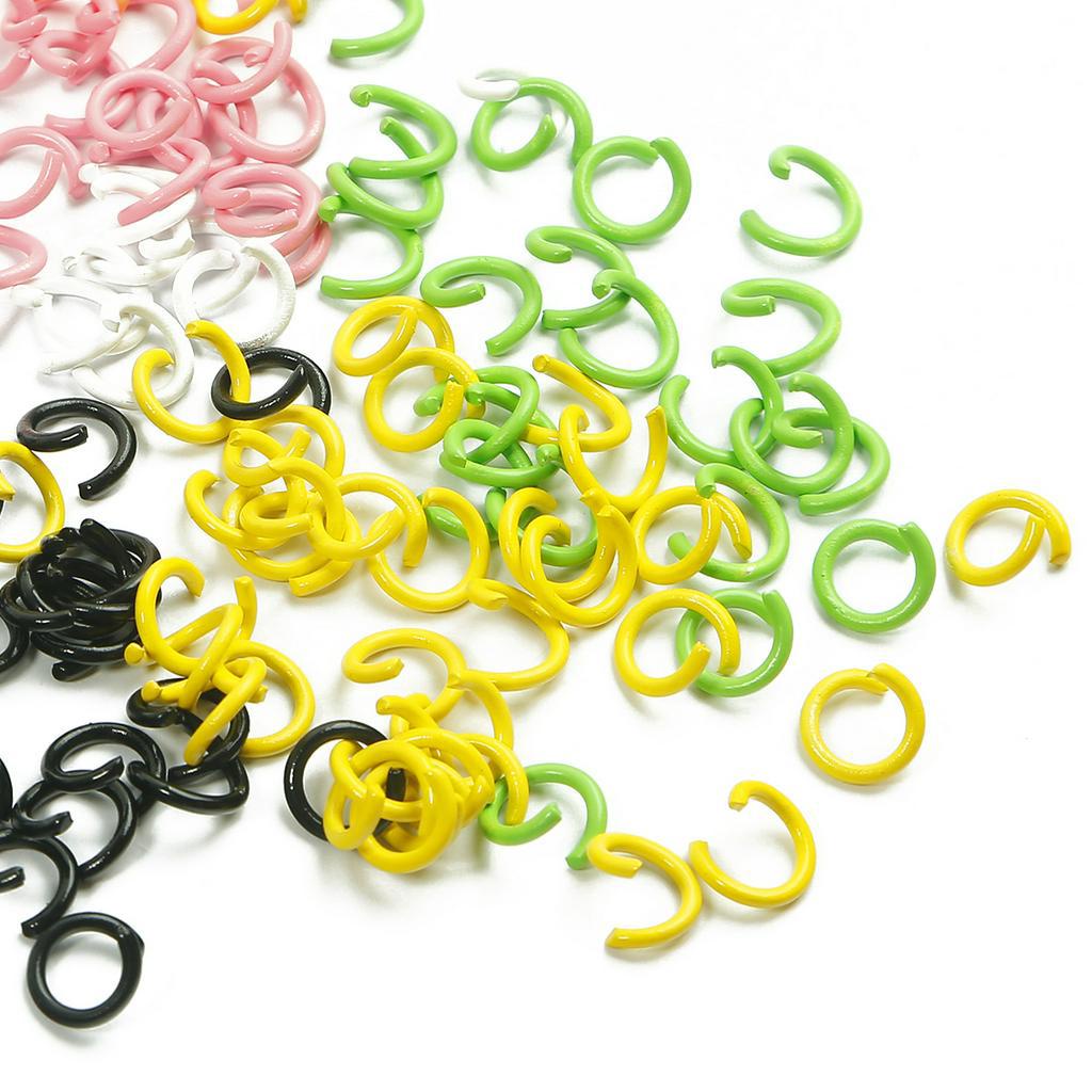Bộ 50 Vòng Kim Loại Beadia Dạng Hở Đường Kính 8Mm Màu Sắc Kẹo Ngọt Dùng Để Trang Trí Bím Tóc DIY