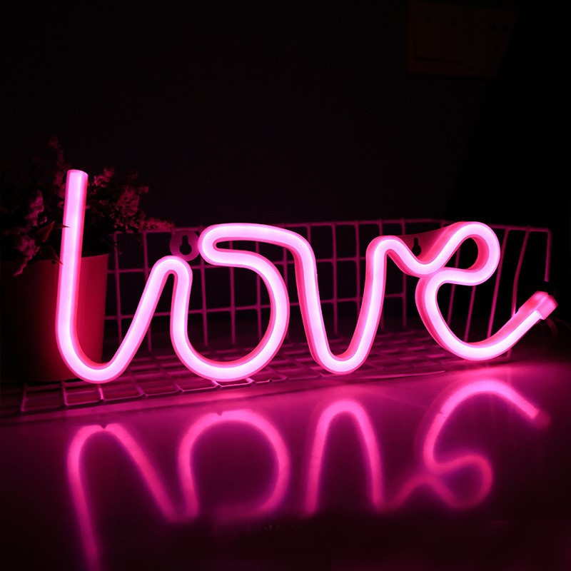 Đèn neon trang trí phòng hình chữ love dùng pin hoặc cắm cổng usb