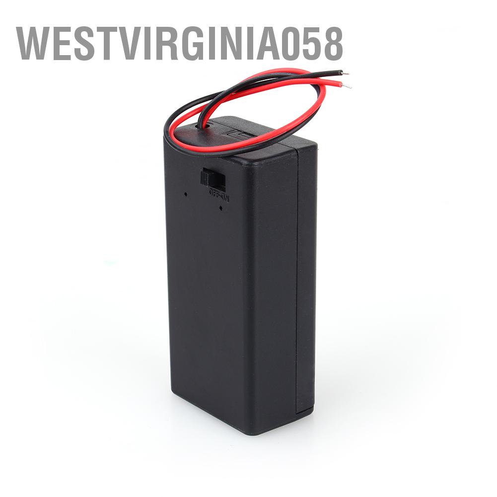 Westvirginia058 9V Volt PP3 Battery Holder Box DC Case w/ Wire Lead ON/OFF Switch Cover Durable