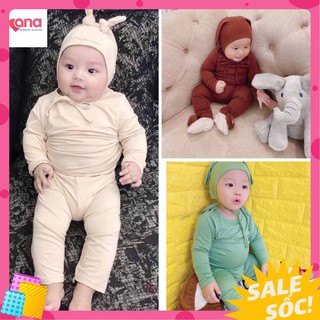 Bộ tai thỏ dài tay bé trai bé gái Minky [Tặng mũ] đồ bộ dài tay cho bé trai bé gái quần áo trẻ em thun lạnh cạp cao hot