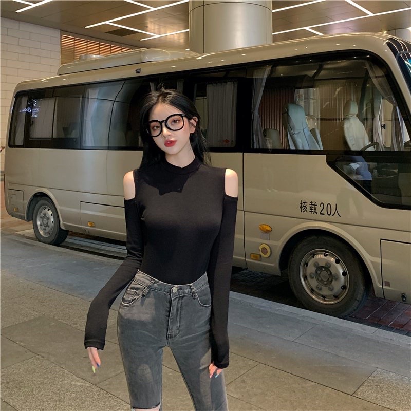 Áo Croptop Bozip Khoét Vai 2 Bên L.Y Store Nữ  🌸 Thun body dài tay dáng ôm retro, phông kiểu bó sát Ulzzang 🌸