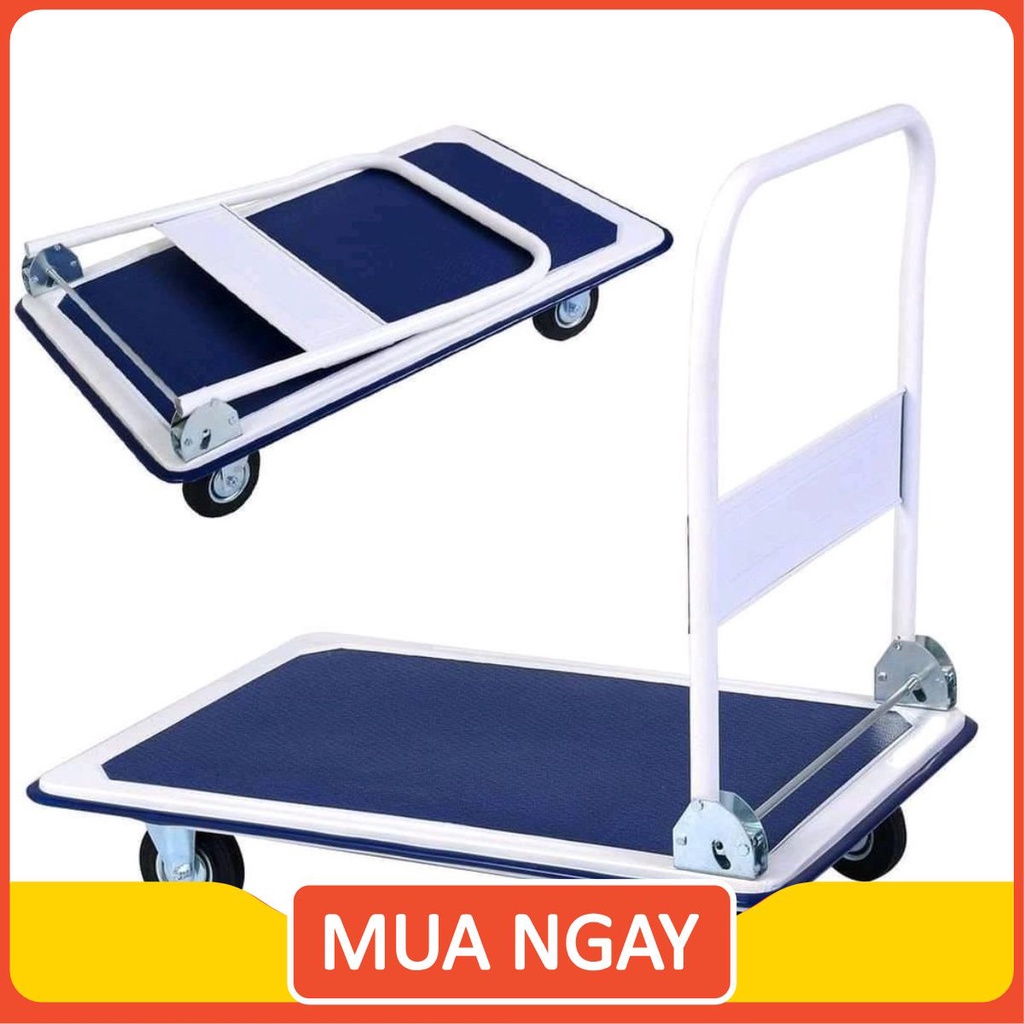 Xe Đẩy Hàng 4 Bánh Sàn Thép Cao Cấp Gấp Gọn Tải Trọng 150KG, Bảo Hành 24 Tháng