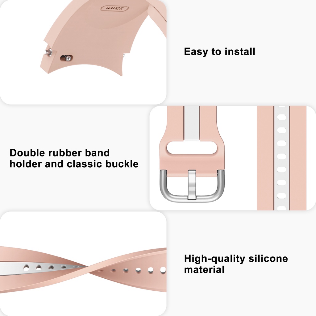 Dây Đeo Silicone Hai Màu 46mm 42mm Cho Đồng Hồ Thông Minh Samsung Galaxy Watch4 44mm 40mm