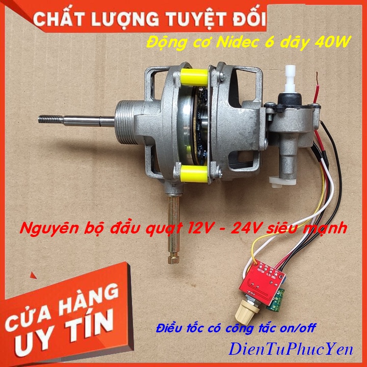 Đầu quạt không chổi than Motor brushless 12V-24V - Lắp quạt chạy acquy hoặc adaptor