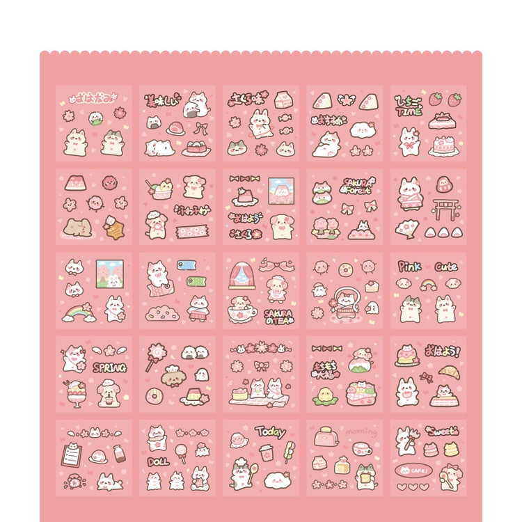 Bộ 100 Tờ Giấy In Họa Tiết Hoạt Hình Sáng Tạo Trang Trí Sổ Tay/Nhật Ký