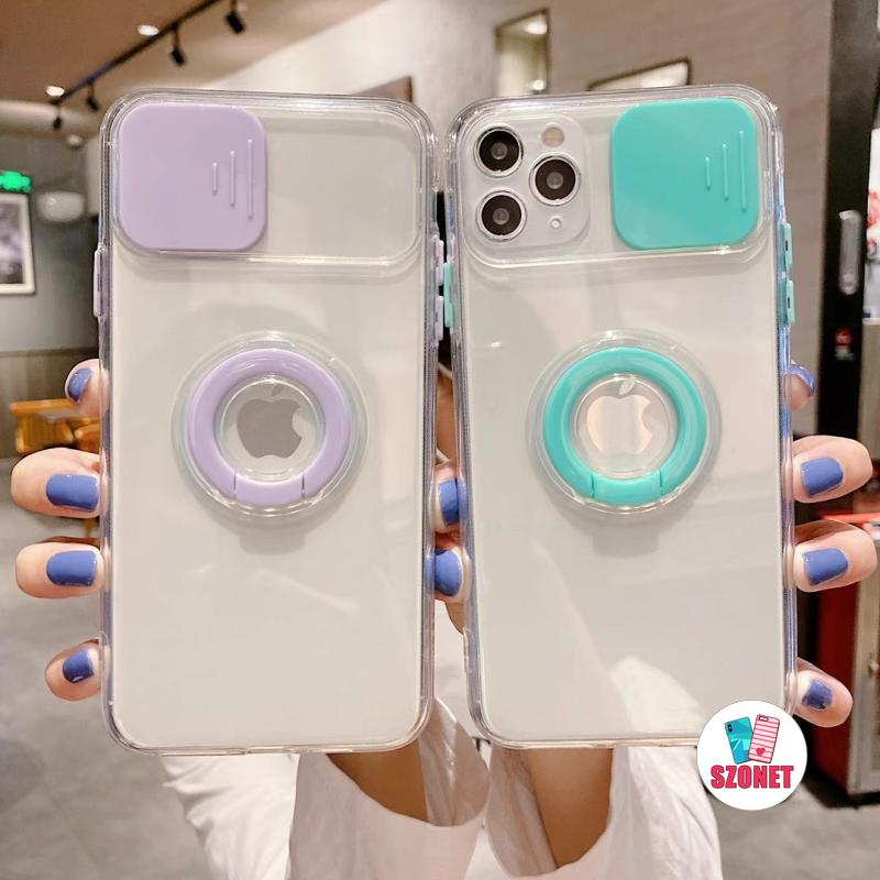 Ốp điện thoại trong suốt có giá đỡ nhẫn cho iPhone 13 12 Mini Pro Max 11 Pro Max X Xr Xs Max 8 7 Plus Se 2020