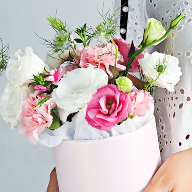 Hộp giấy bìa cứng hình trụ có nắp trang trí hoa/quà tặng đám cưới/ngày tình nhân/kỷ niệm/sinh nhật