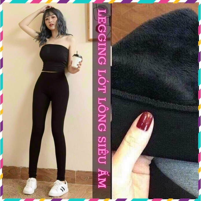 Quần legging nữ lót lông siêu ấm, quần legging nữ cạp cao nâng mông MOMOTO