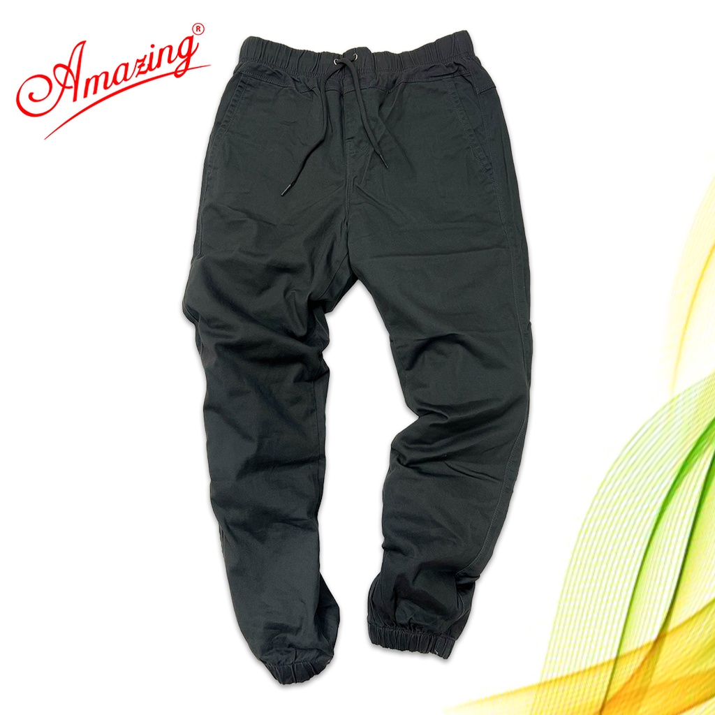 Quần Jogger kaki nam, vải co giãn nhẹ, màu sắc trung tính, lai bo, màu xám đá