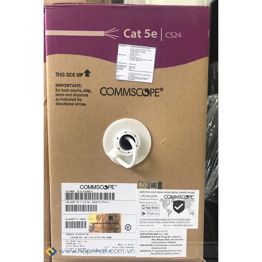 Thùng dây cáp mạng Cat5e 6-219590-2 COMMSCOPE AMP chính hãng Cuộn 305m