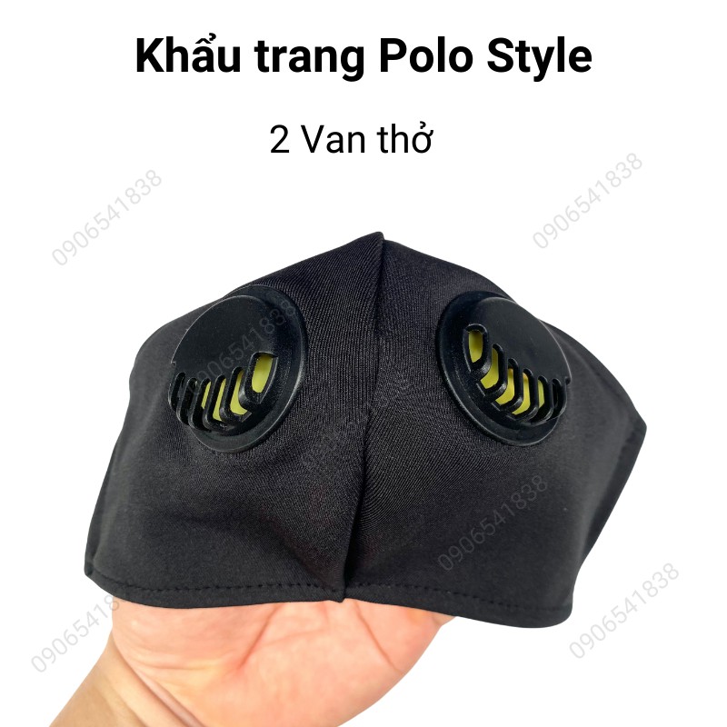 Khẩu trang 2 Van thở Polo Style, 2 lớp vải Su trượt nước, quay đeo dây rút tiện lợi, không đau tai | BigBuy360 - bigbuy360.vn