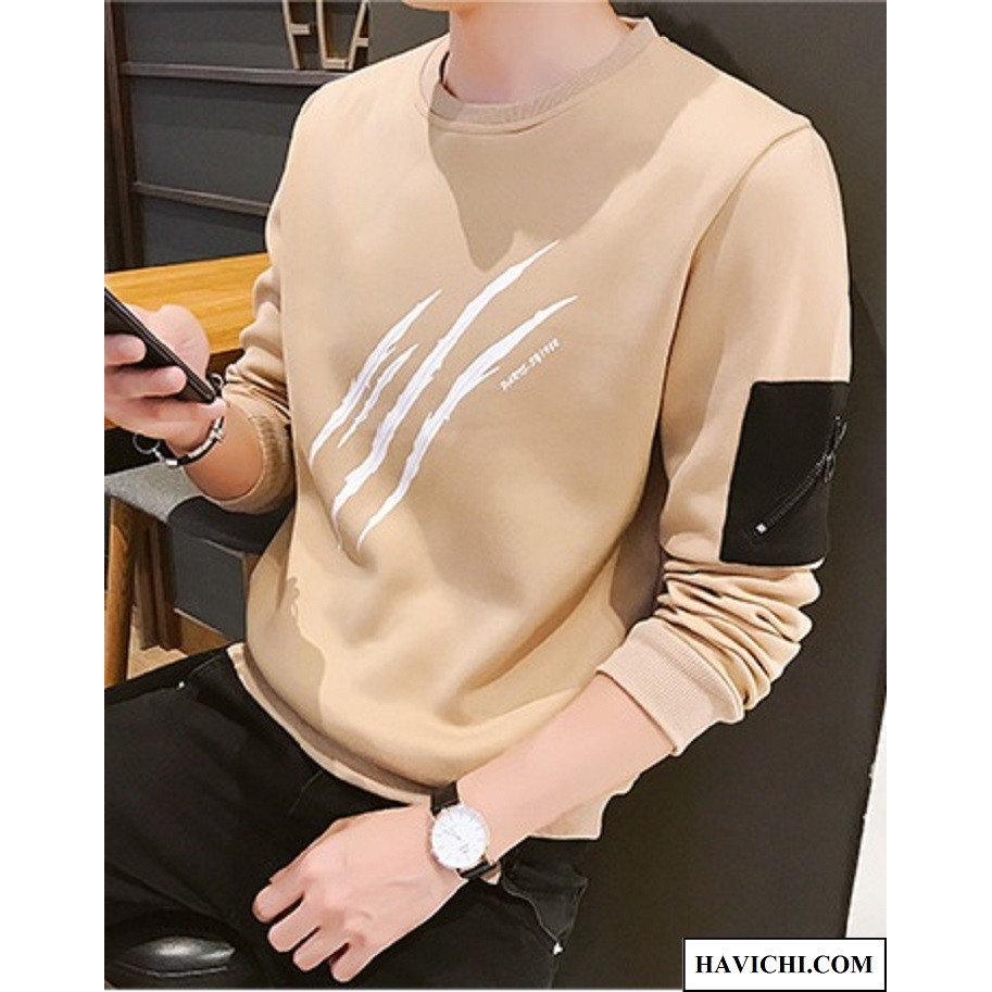 Áo thun nam tay dài 💚𝐅𝐑𝐄𝐄𝐒𝐇𝐈𝐏💚 Áo thun nam dài tay nâu be 3 gạch thoáng mát, mềm mịn, co giãn tốt