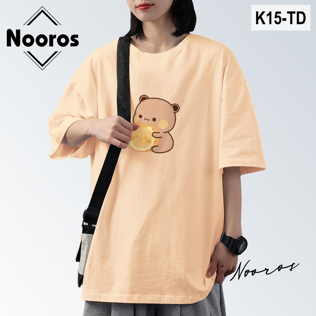 Áo thun in tay lỡ nam nữ phông cotton Nooros form rộng dáng Unisex - Ulzzang mặc cặp, nhóm, lớp hình GẤU KUTE - K15