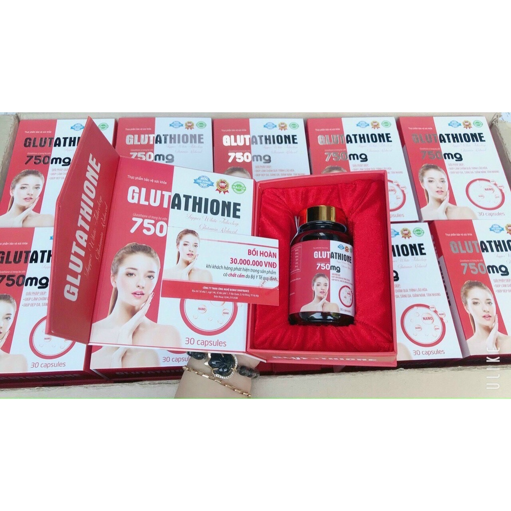 Viên uống trắng da Glutathione 750mg - Viên uống đẹp da, căng mịn da hãng Glutathione 750mg